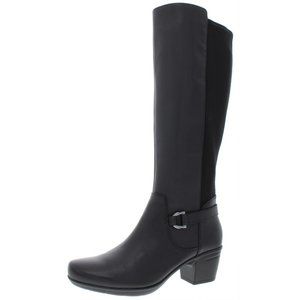 Clarks Emslie March Womens Leather Wide-Calf Knee-High Riding Boots - Black 8.5